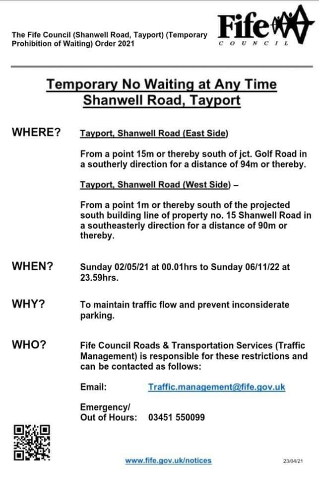 From Fife Council Parking Restrictions