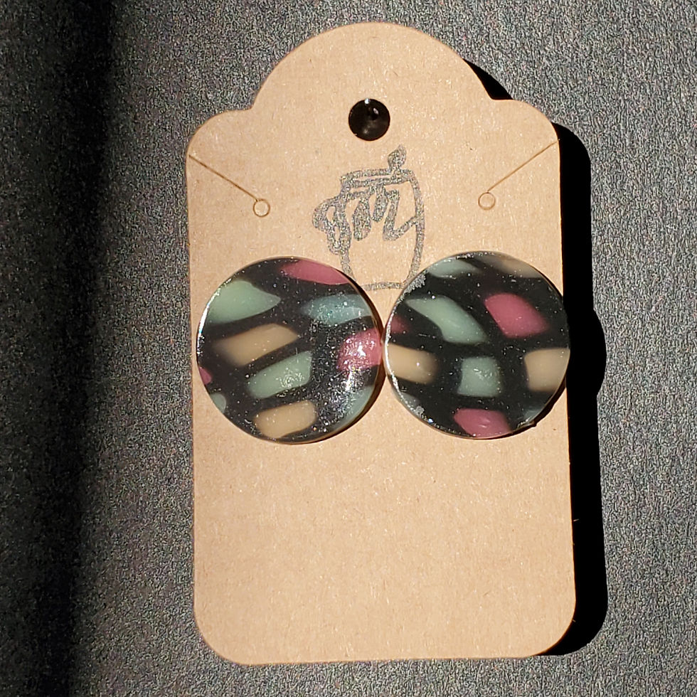 Thumbnail: Medium Stained Glass: Round Studs (Black or White)