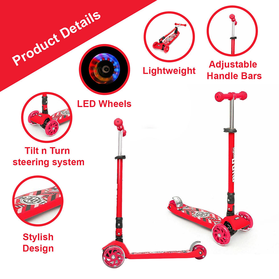 Thumbnail: Kids Child Kick Push Scooter 3 Wheels LED Flashing Tilt Lean Boys Girls Scooter