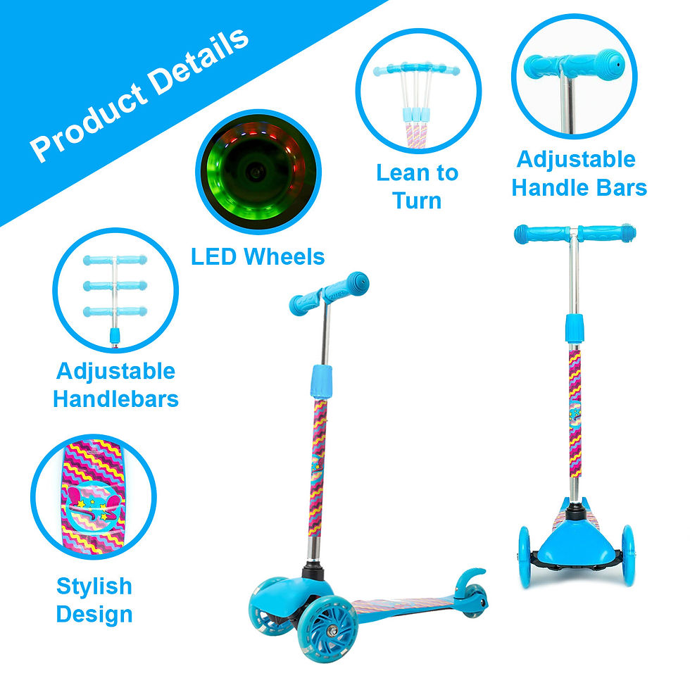 Thumbnail: Kids Scooter for Boys & Girls  Light Up 3 Wheel Adjustable Tilt & Turn