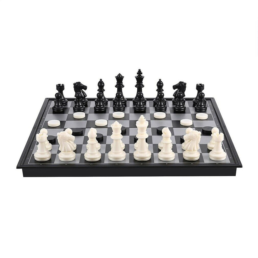 Thumbnail: Folding Board 3 in 1 Chess/Checkers/Backgammon With black and white magnetic
