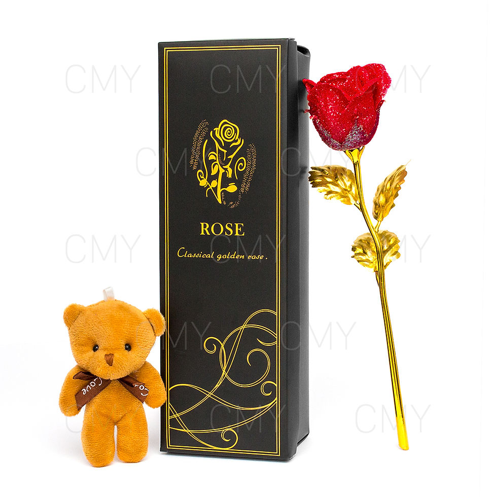 Thumbnail: 24k Gold Plated Rose Flower Anniversary Girlfriend Wife Romantic Gift Teddy Bear