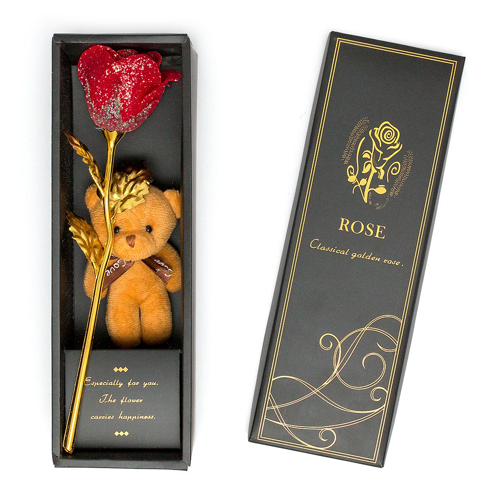 Thumbnail: 24k Gold Plated Rose Flower Anniversary Girlfriend Wife Romantic Gift Teddy Bear