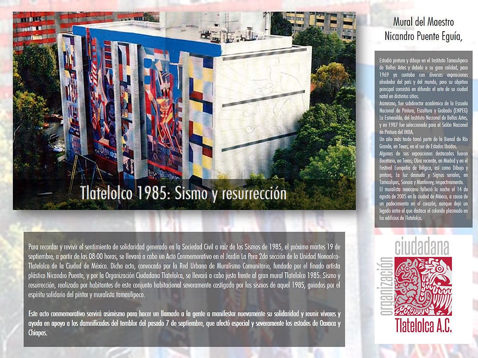 La comunidad Nonoalco-Tlatelolco conmemora los 32 años de los sismos de 1985
