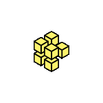 Animazione di un cubo formato da otto cubetti che si muovono e si riorganizzano dinamicamente
