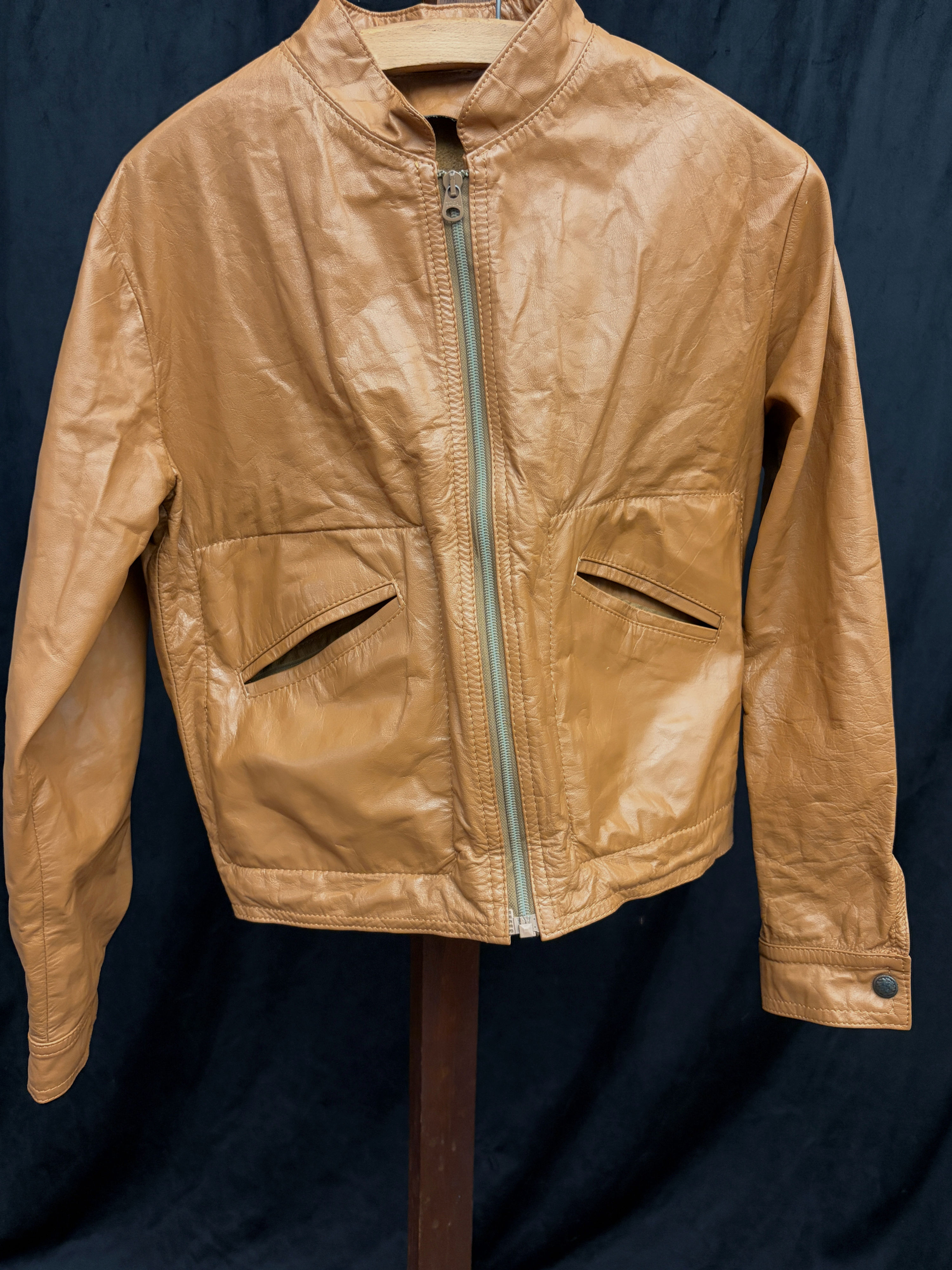 Vintage 70s Brooks Leather Sportswear Packable Modular Cafe Racer Jacket| Size S