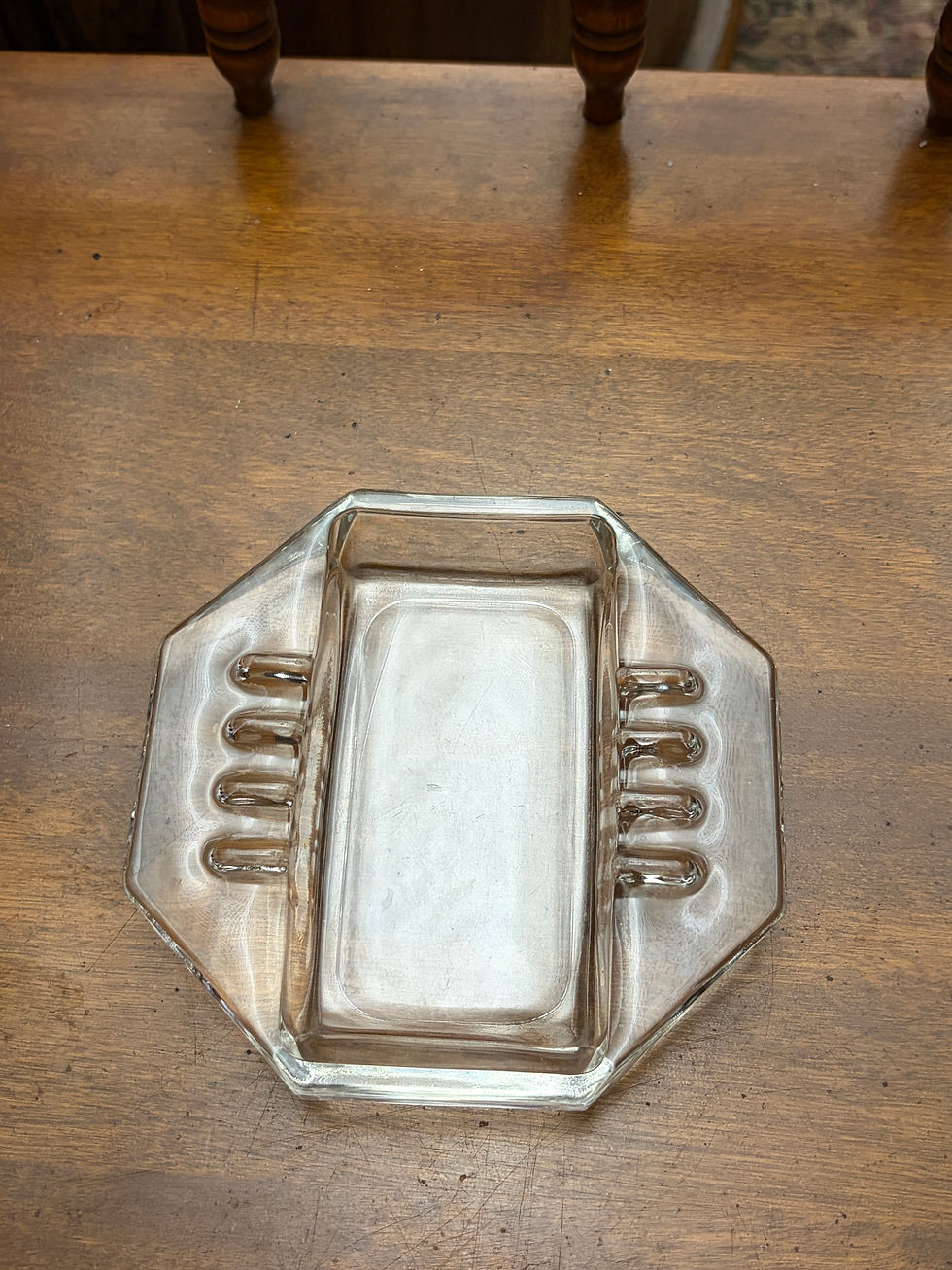 Thumbnail: Vintage 1950's  Safex Art Deco Clear Glass Octagon 8-Slot  Ashtray