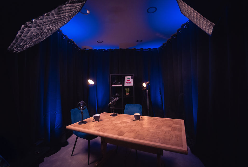 full podcast studio set up for two at TalkNorth