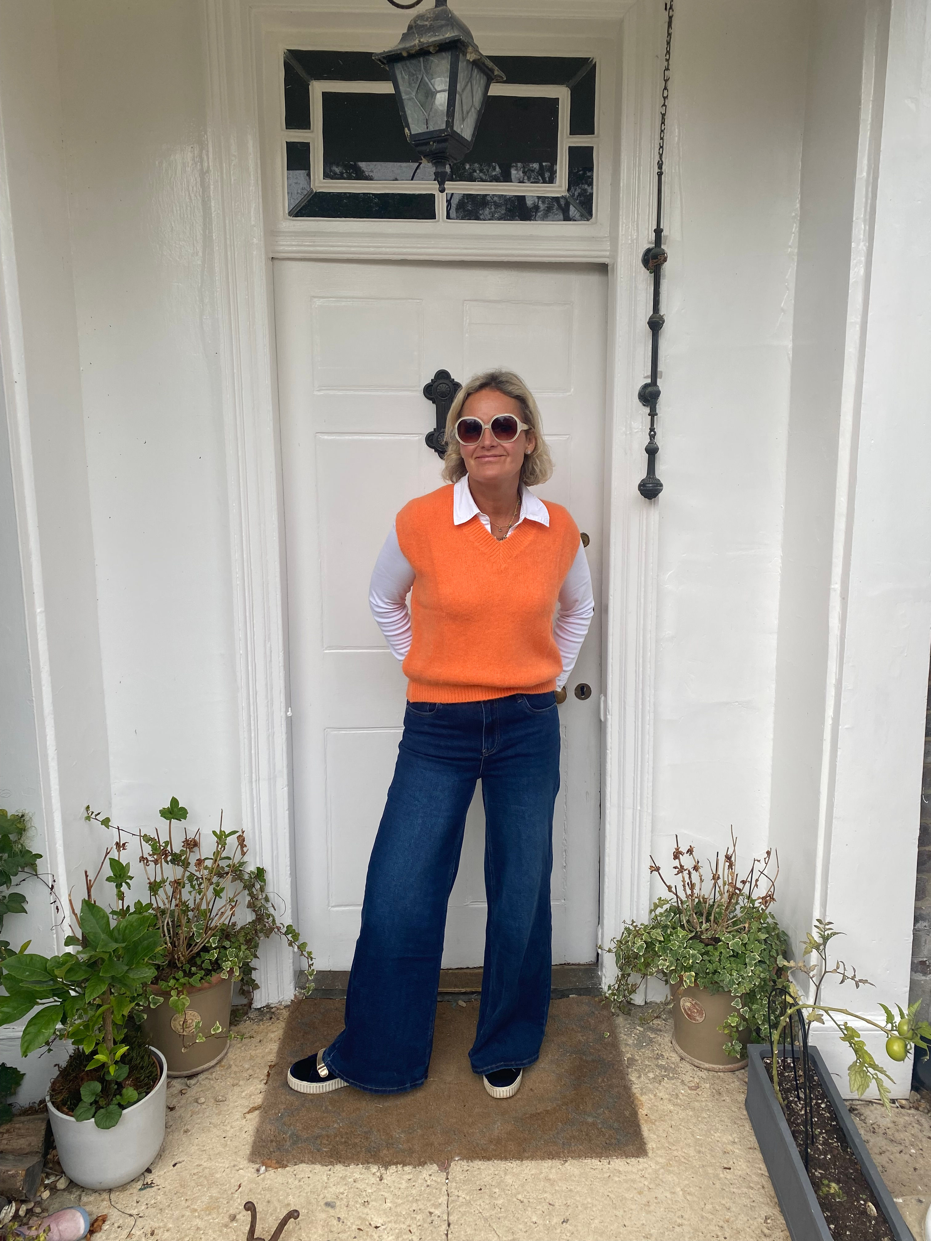 High waist denim flare