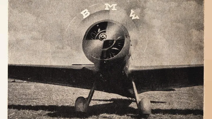 BMW did not make any serious efforts to discourage this myth. In fact, it continued to represent the BMW emblem as a propeller, like this 1942 illustration from the company’s works magazine.