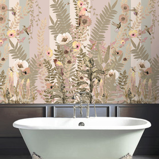 Tropical bathroom wallpaper with Parrots by Good & Craft, Good and Craft