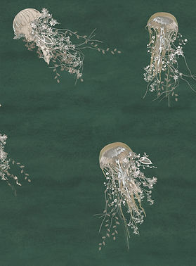 Dark green wallpaper jellyfish by Good & Craft