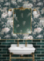 Dark wallpaper by Good & Craft in stylish bathroom