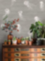 Natural wallpaper with jellyfish print by Good & Craft