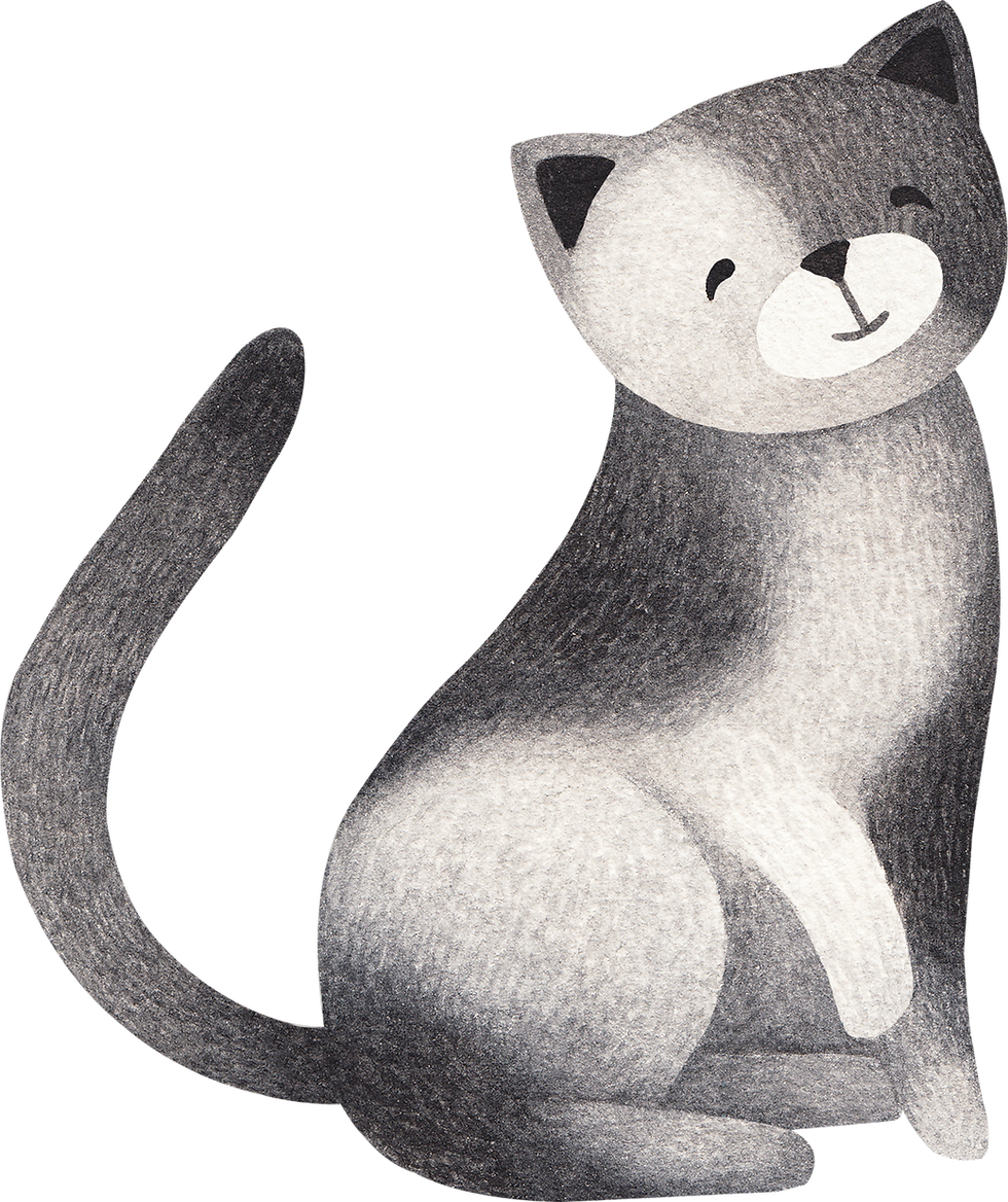 笑顔の灰色の猫