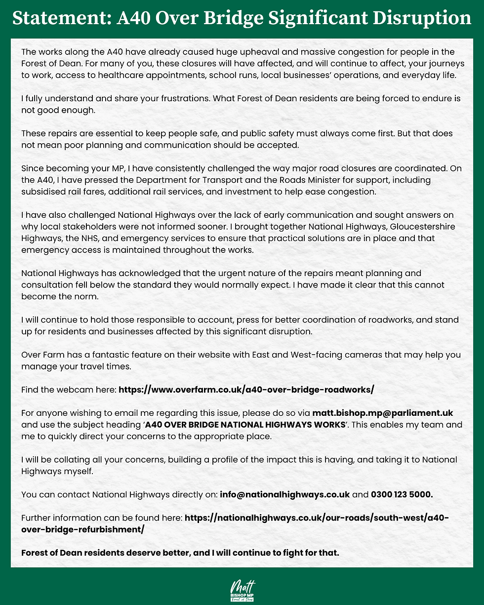 Important Statement: A40 Over Bridge Significant Disruption