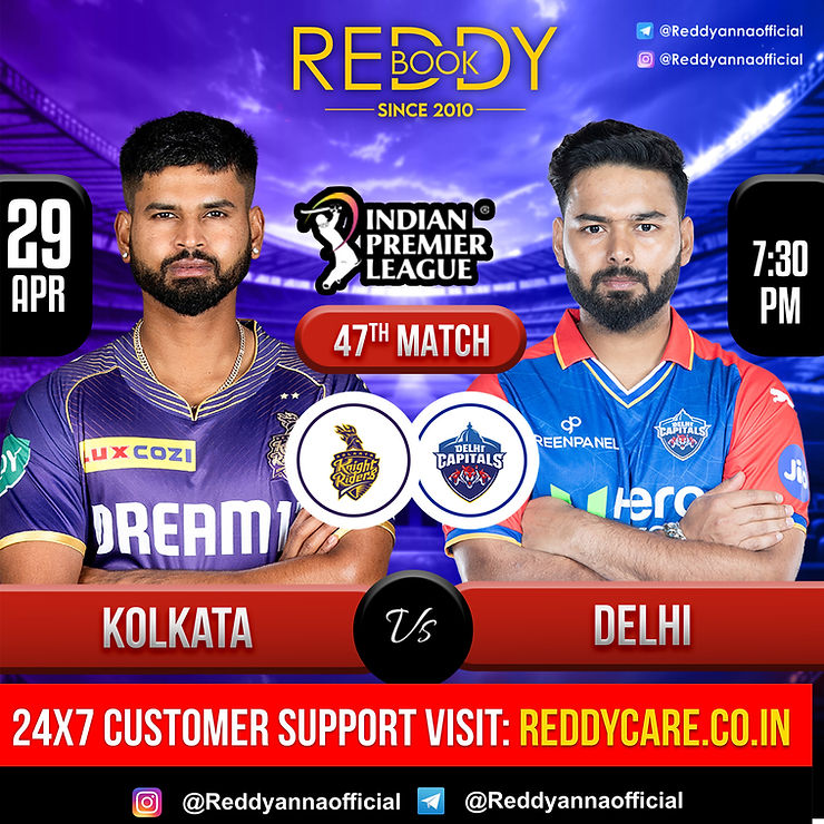 In the 47th match of IPL 2024, Kolkata Knight Riders (KKR) face Delhi Capitals (DC) at the Eden Gardens on Monday, April 29 | Reddy Anna