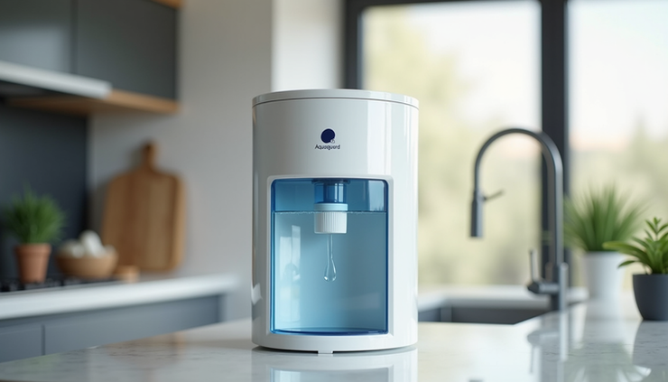 Eye-level view of an Aquaguard RO water purifier installed in a modern kitchen in Velachery