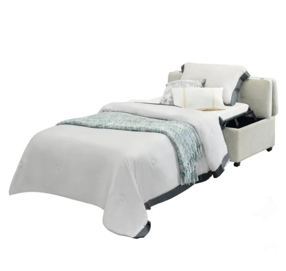 Thumbnail: Folding Fabric Sleeper Ottoman