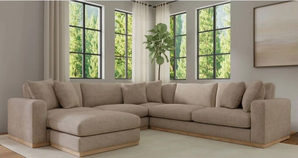 Nice Link 4-piece Fabric Sectional with Ottoman