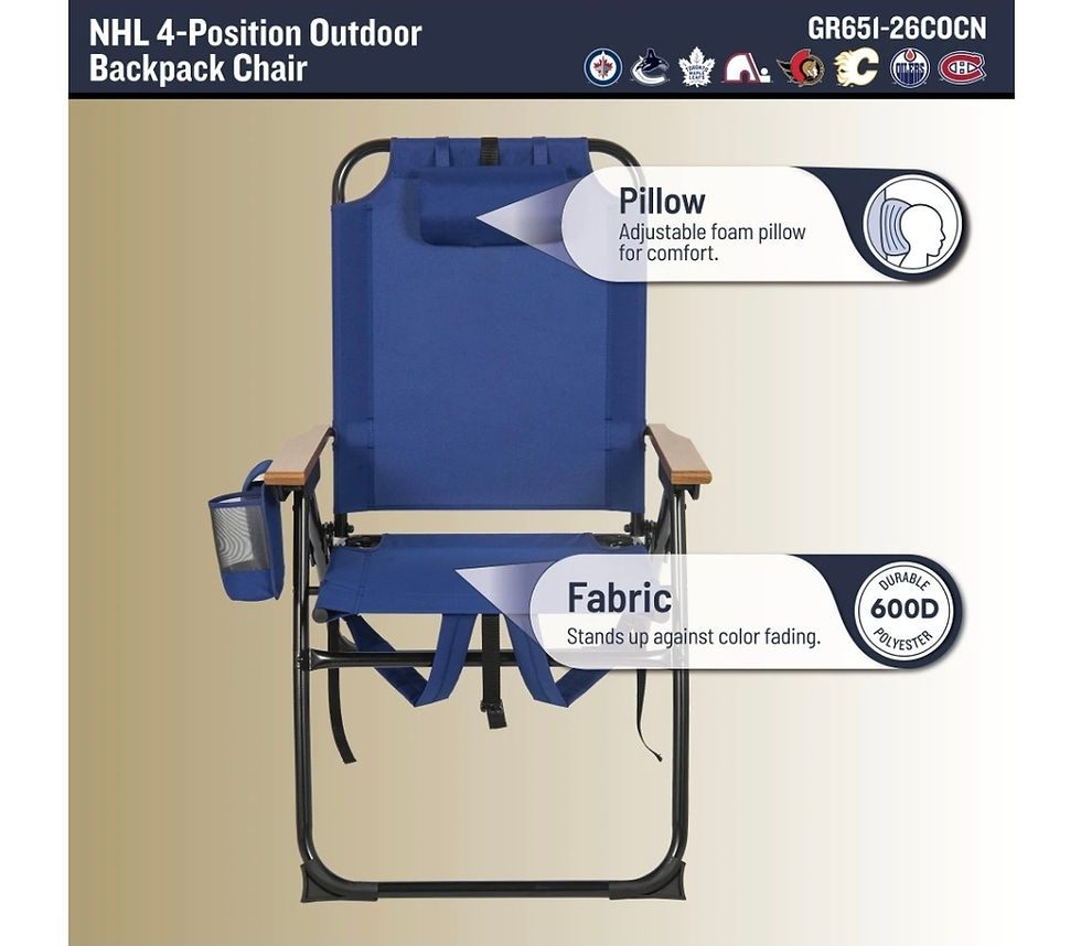Thumbnail: NHL 4-Position Folding Chair With Wood Arms