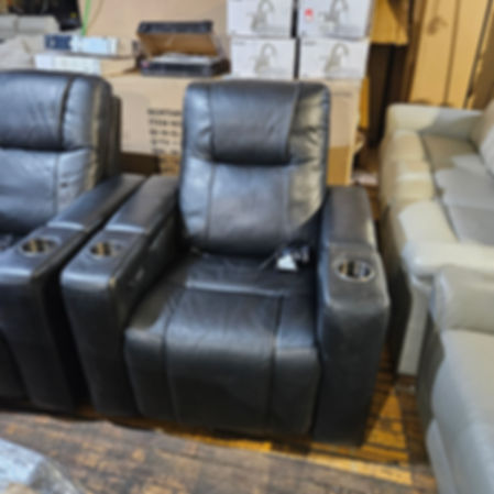 Gilman Creek Black Top Grain Leather Power Home Theater Recliner