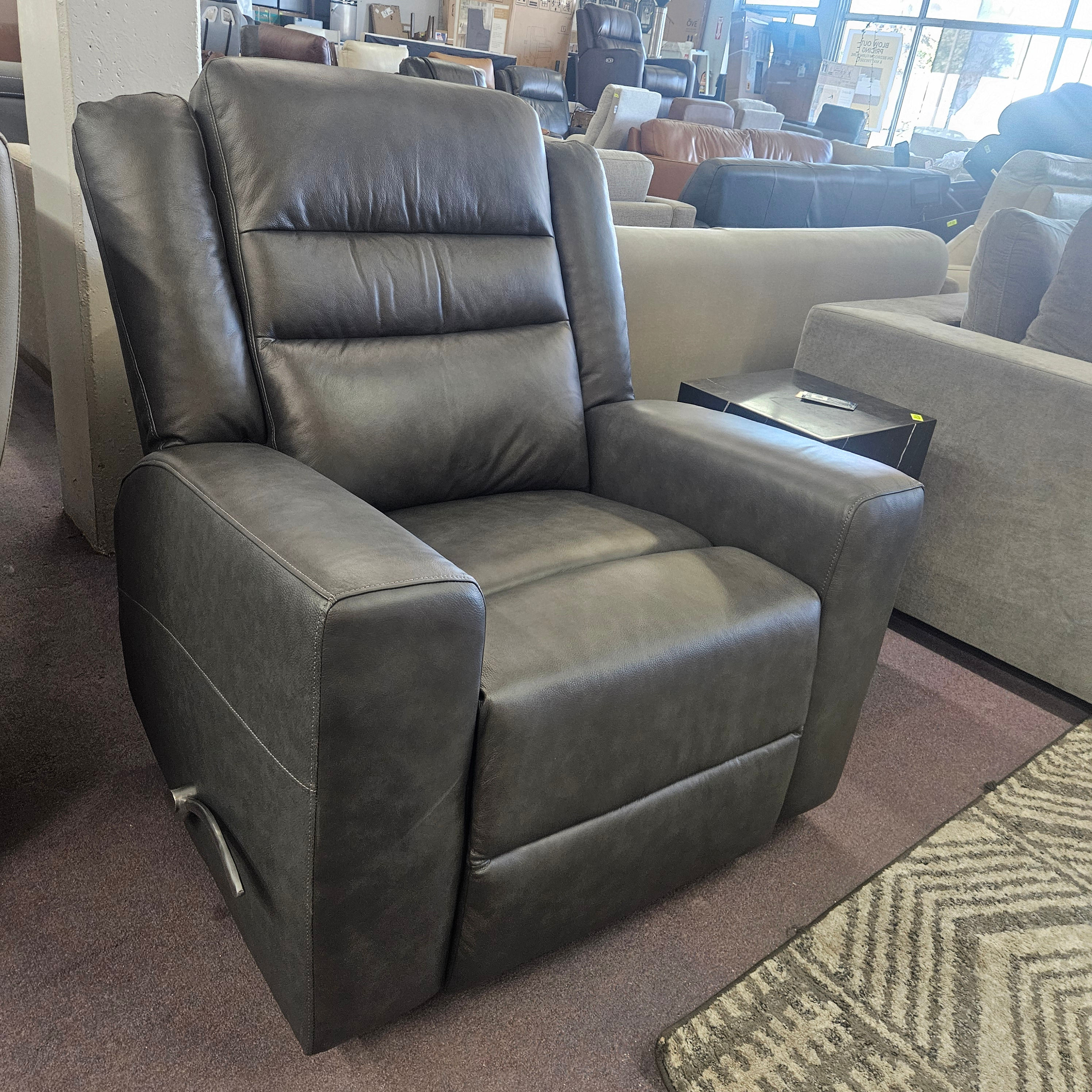 Monterrey Hills Manual Leather Recliner Grey
