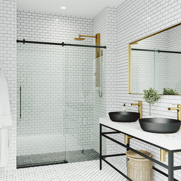 Thumbnail: VIGO Luca 56 to 60 in. W x 79 in. H Frameless Sliding Shower Door