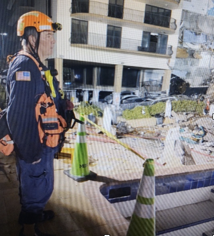 Al Studt assesses the destruction (left).