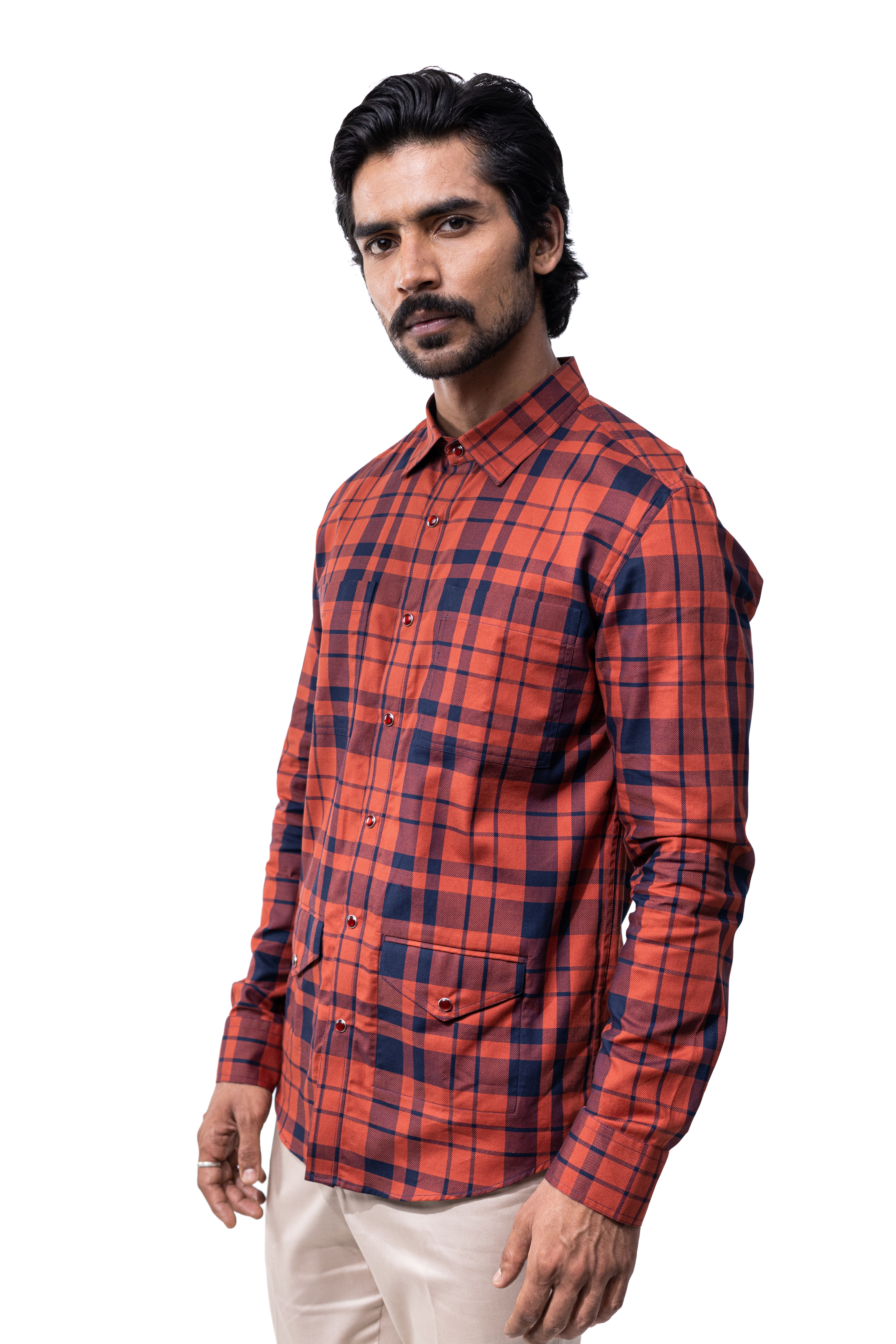 Flannel four pocket regular fit shirt