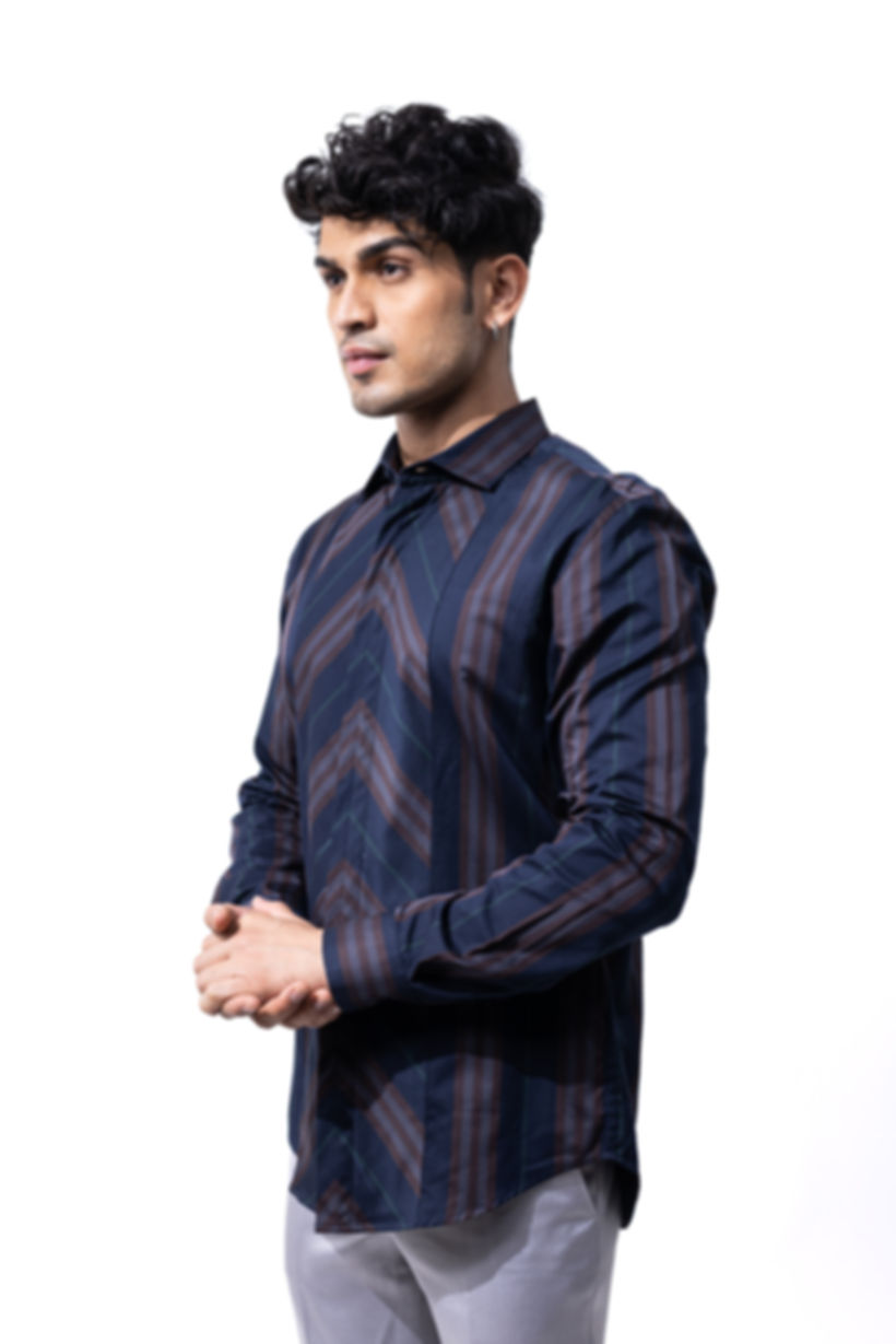 Balanced royal blue slim fit shirt