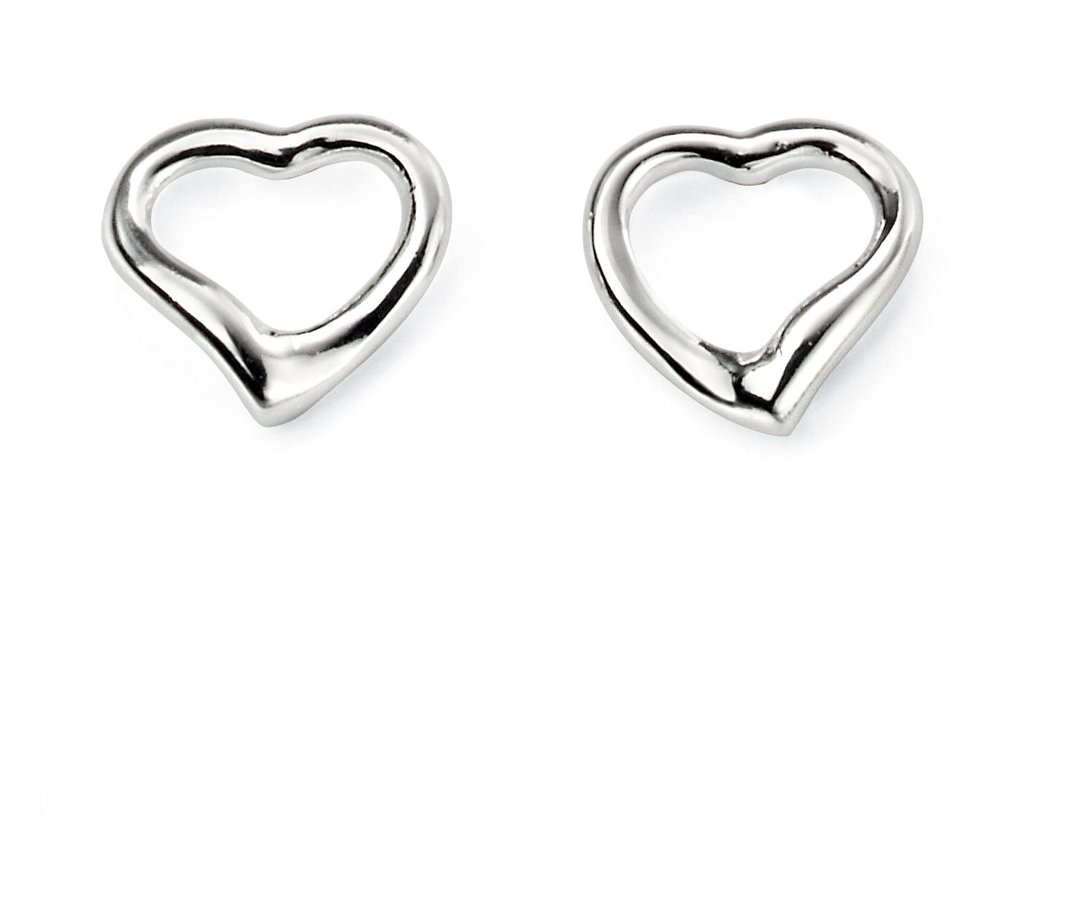 Sterling Silver Open Heart Stud Earrings