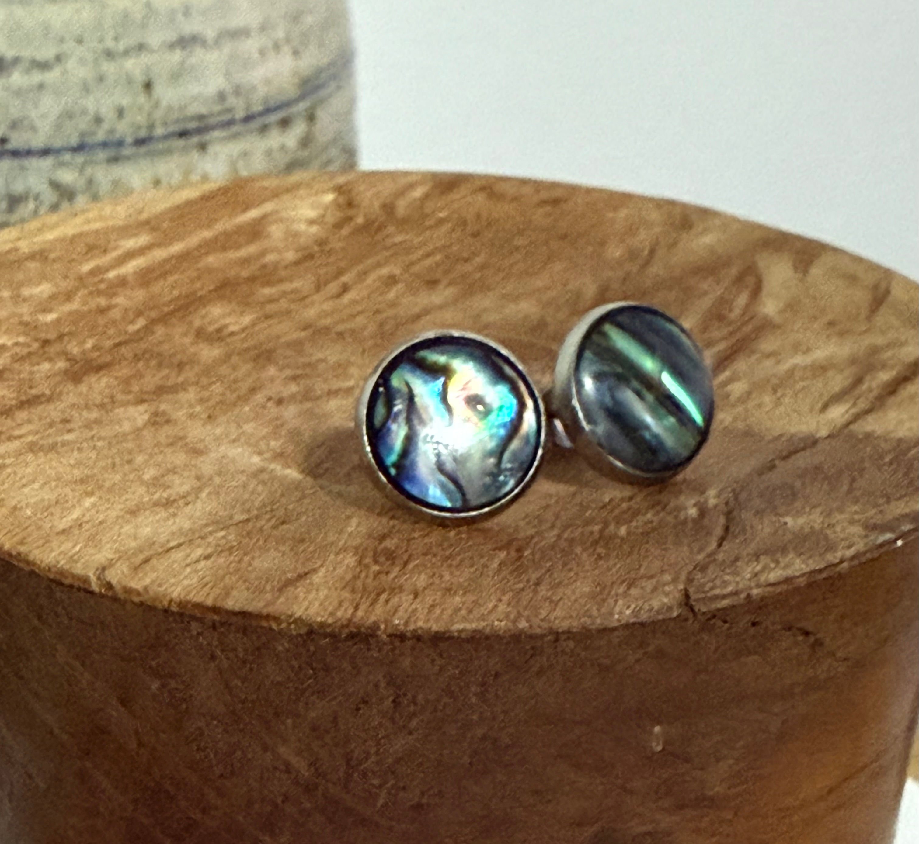 Abalone/Paua Shell 10mm Cabochon STUD Earrings