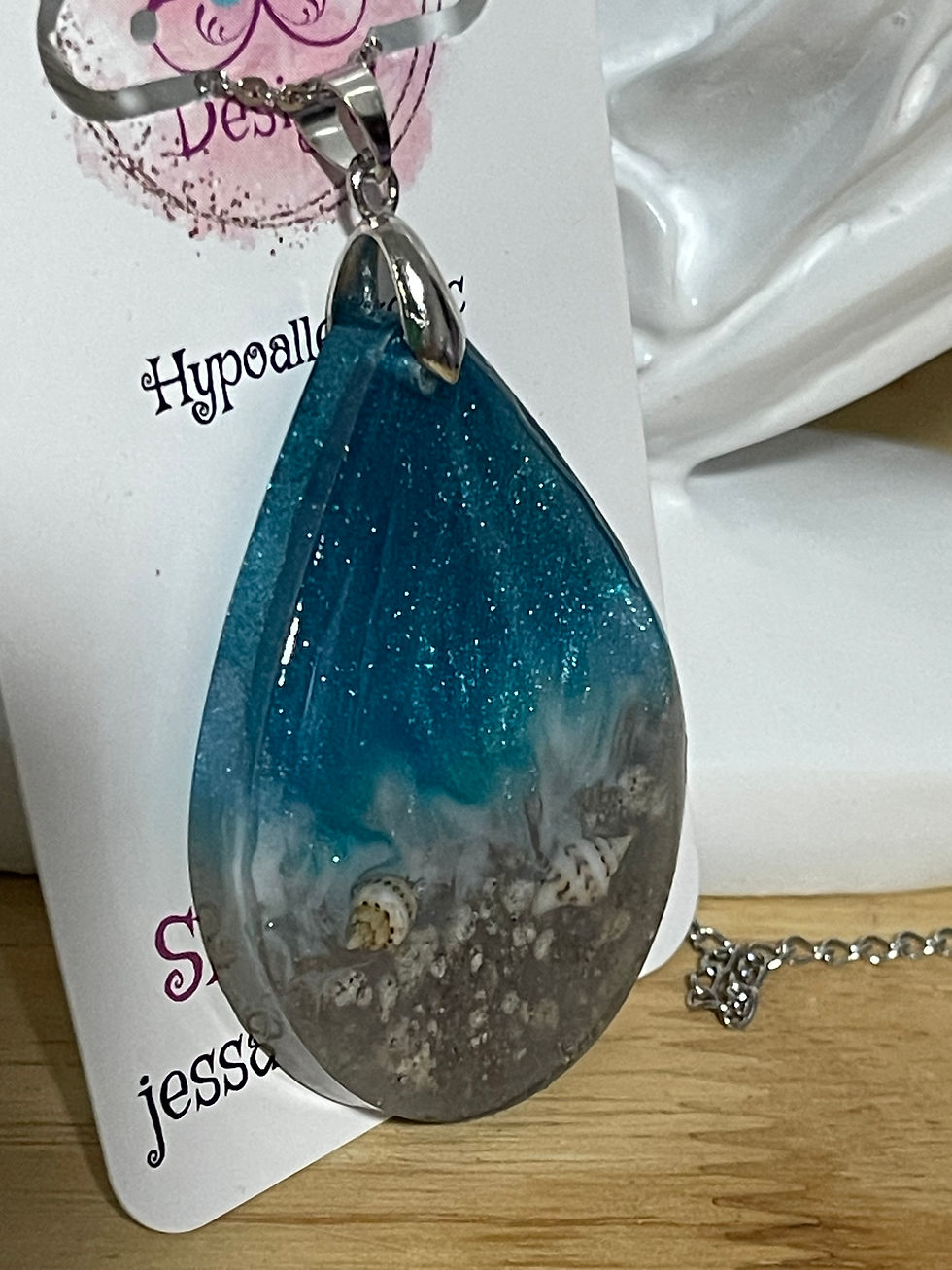 Thumbnail: Ocean/Shell Resin Teardrop Necklace