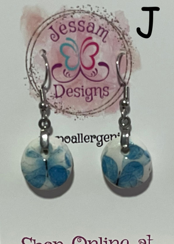 Blue Butterfly Organic Polymer Clay Drop Earrings