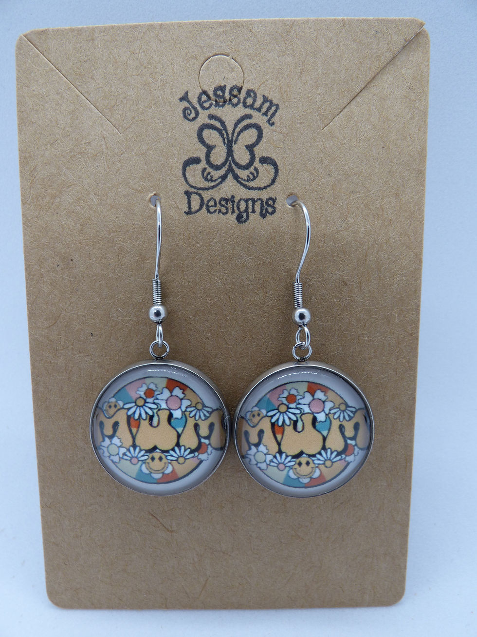 RETRO 'MUM' 20mm CAB 42mm Drop Earrings