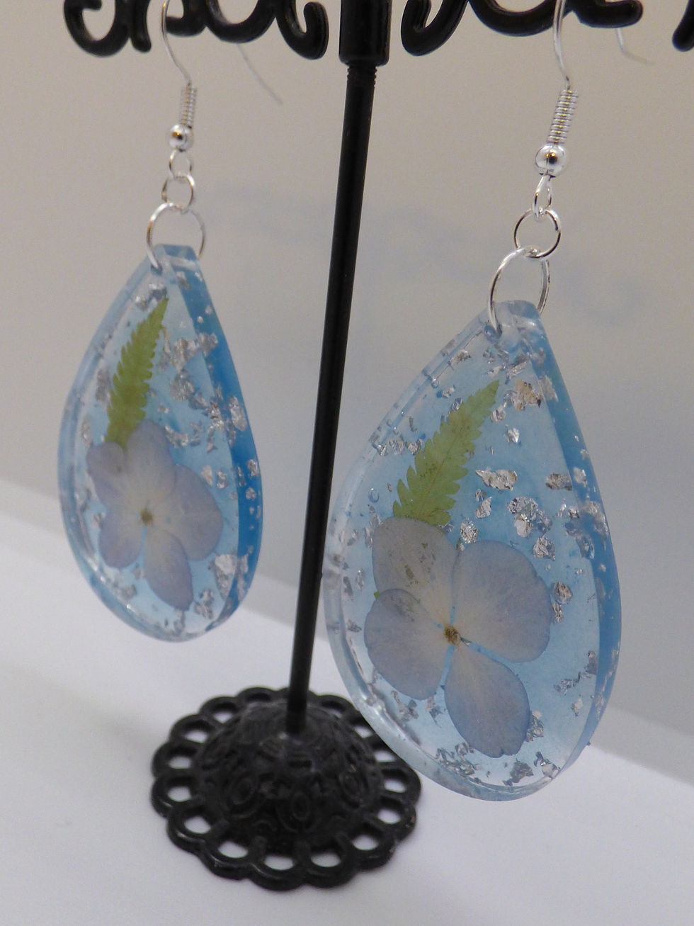 Thumbnail: Gorgeous Resin Raindrop Hydrangea Drop Earrings