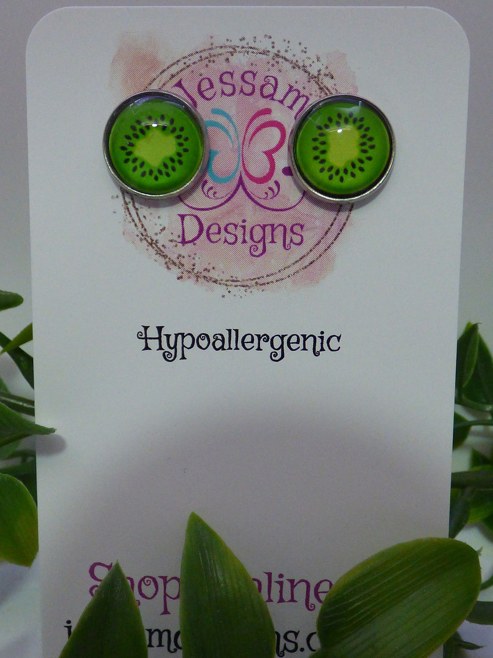 12mm Kiwifruit Cabochon STUD Earrings