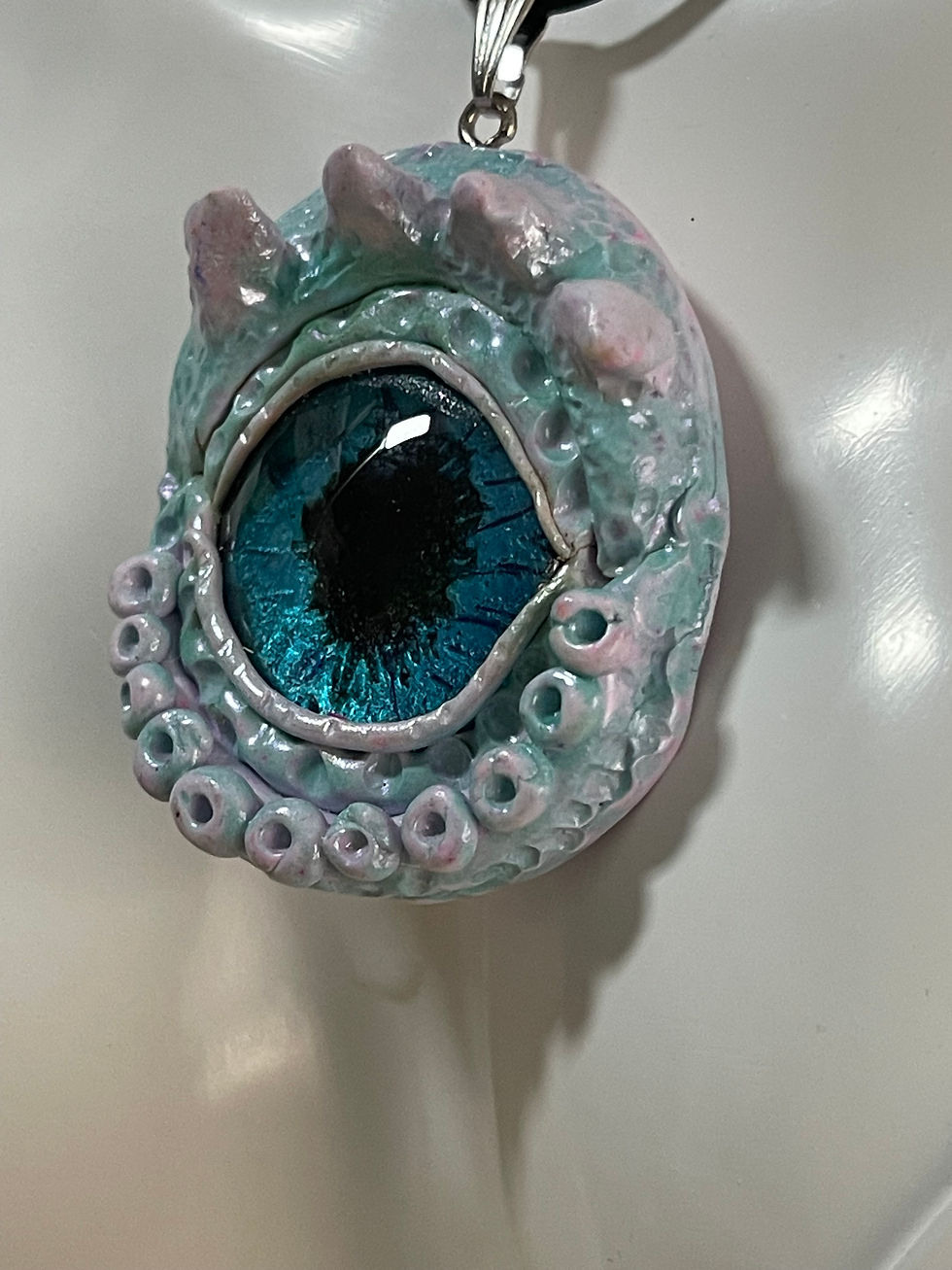 Thumbnail: Blue Dragon Eye Polymer Clay 45cm + 5cm Extension Necklace
