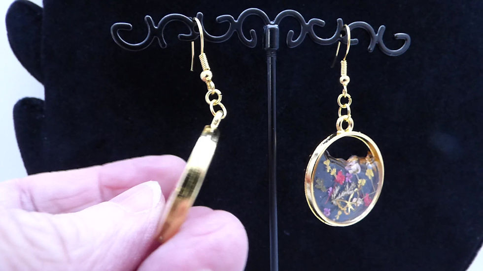 Thumbnail: Spring Flowers & Butterfly Clear Resin Round Earrings