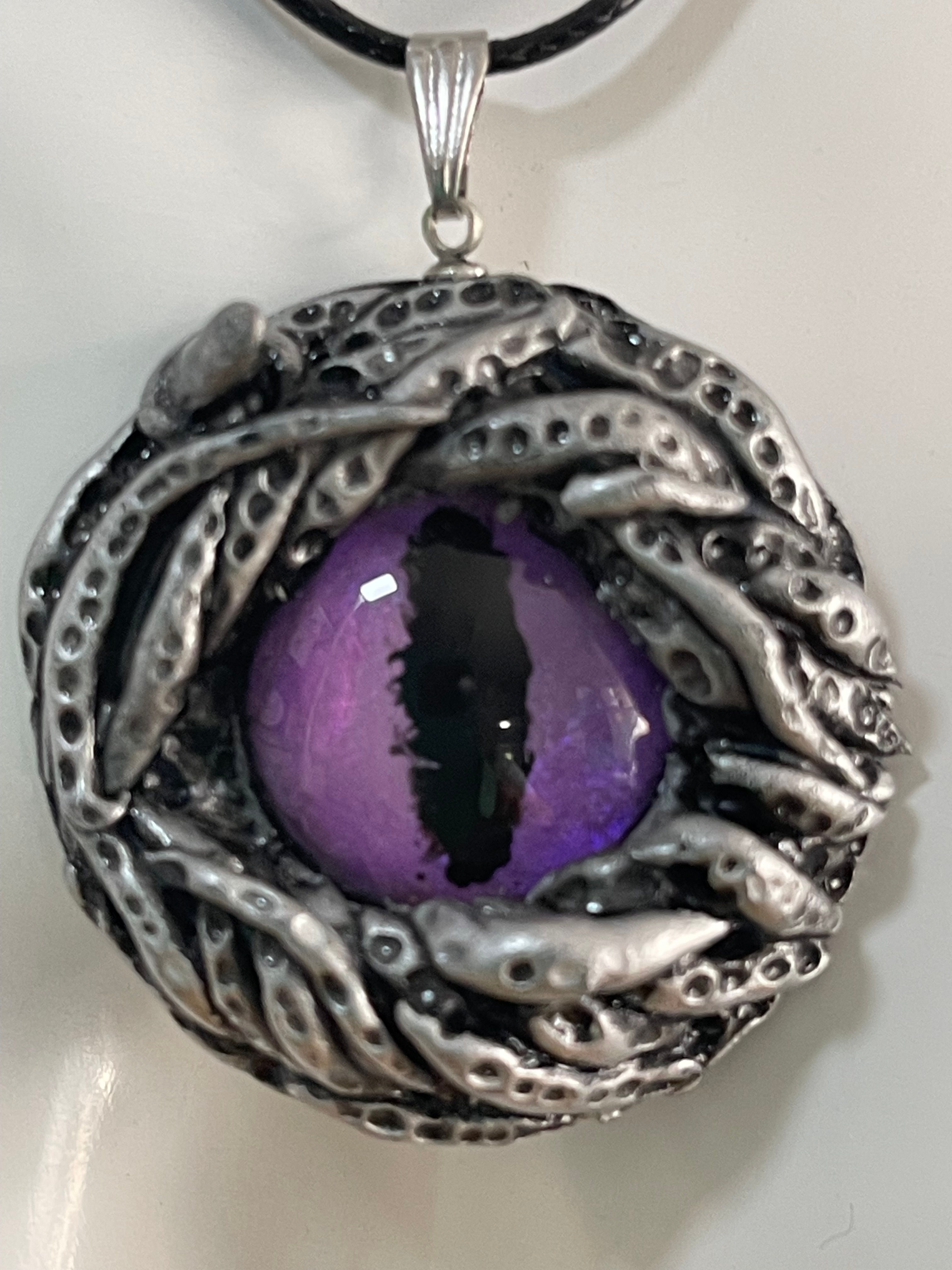 Silver Dragon Eye Polymer Clay 45cm + 5cm Extension Necklace