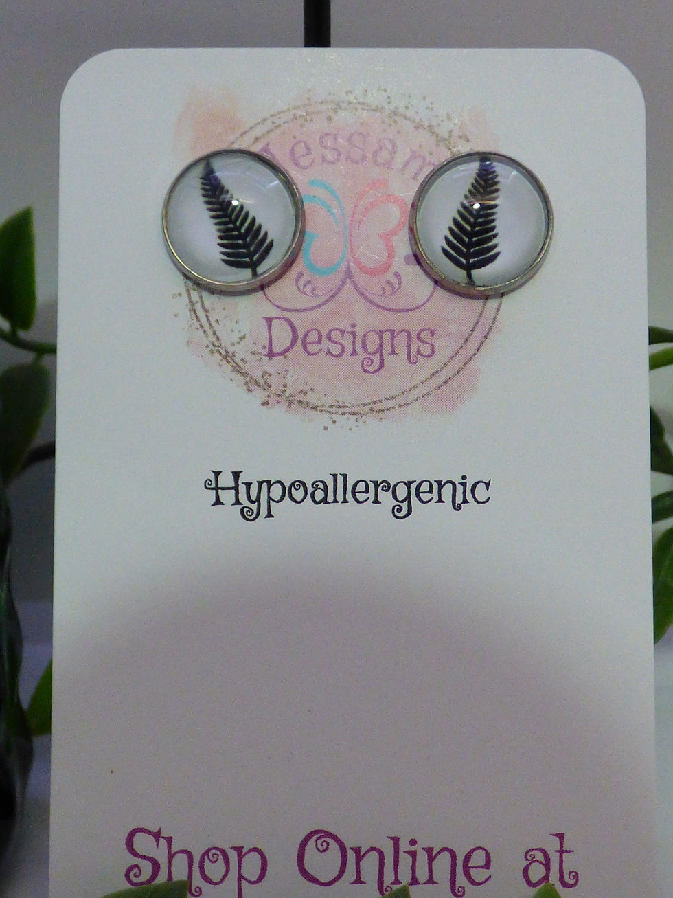 12mm NZ - Fern Cabochon STUD Earrings