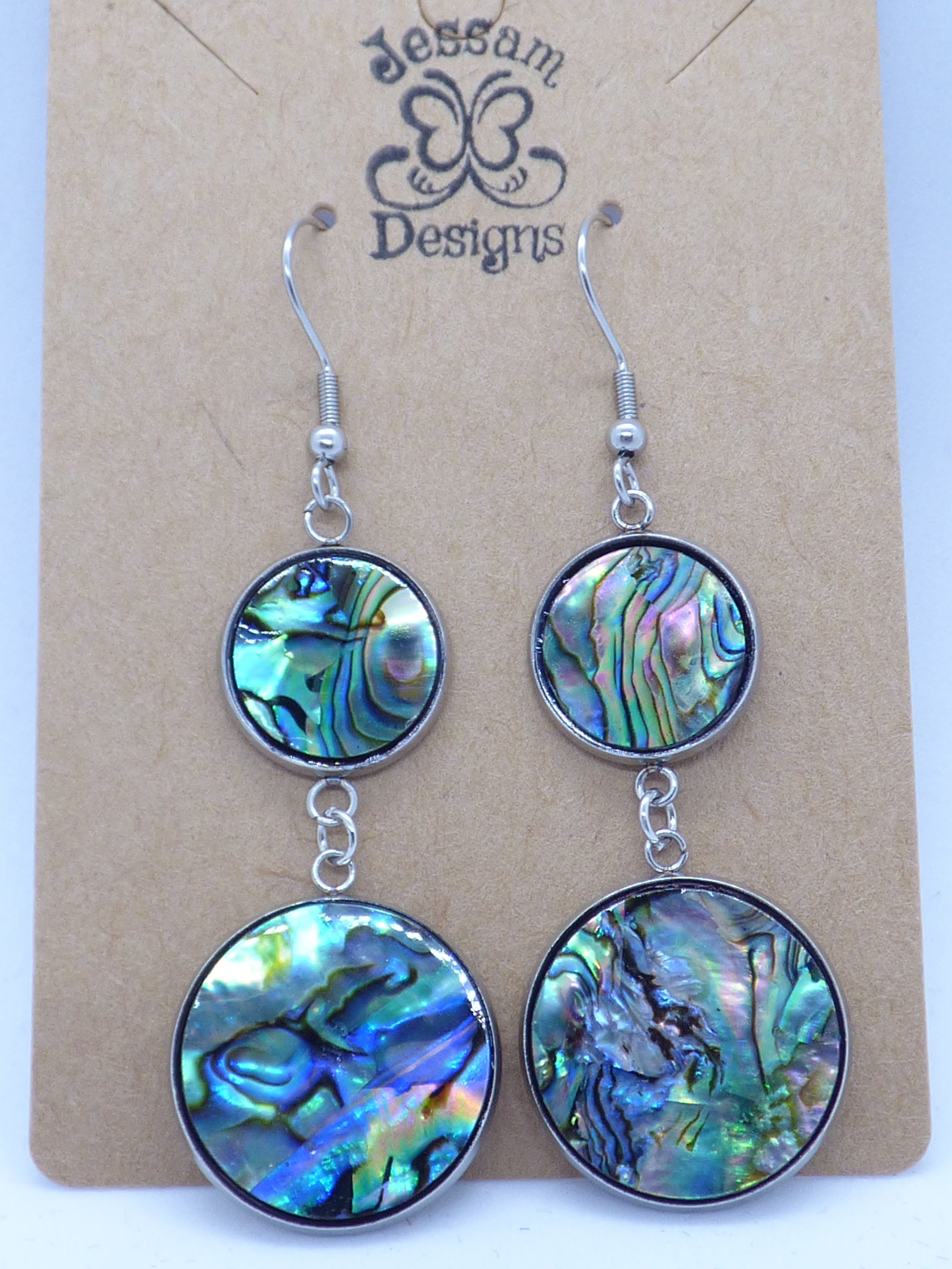 Abalone Shell 14/20mm Cabochon 66mm Drop Earrings