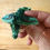 Thumbnail: Hanging Green Opened Winged Beaded Baby Dragon Figurine. Made with Polymer Clay.