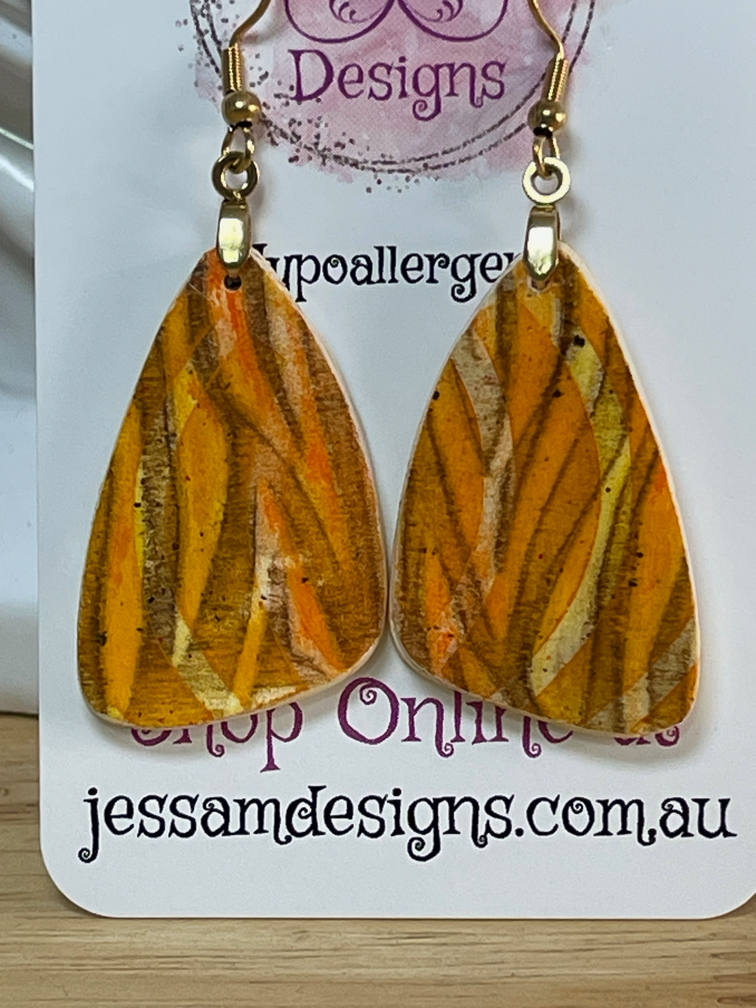Orange/Yellow Polymer Clay Drop Earrings