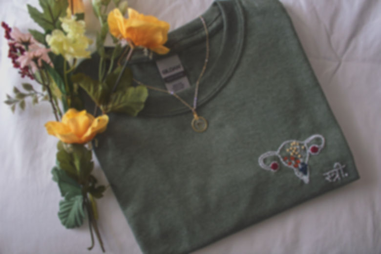 Hand Embroidered Uterus T-Shirt