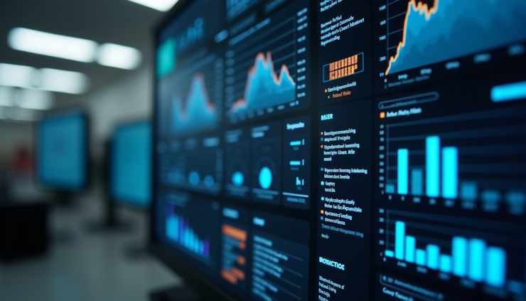 Close-up view of a dashboard showing predictive analytics for machine maintenance