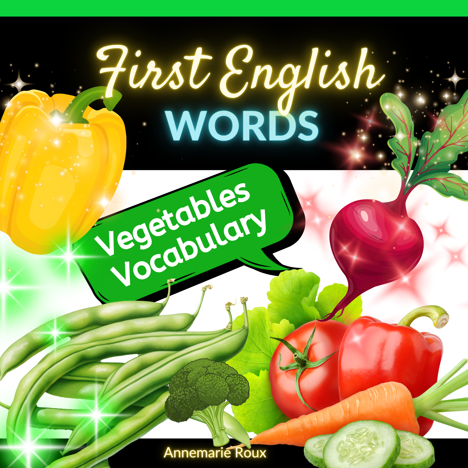 Front cover of educational reading game "Vegetables Vocabulary"
