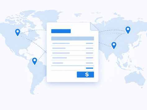 Illustrasjon av faktura sendt til utlandet med Fakturert.no