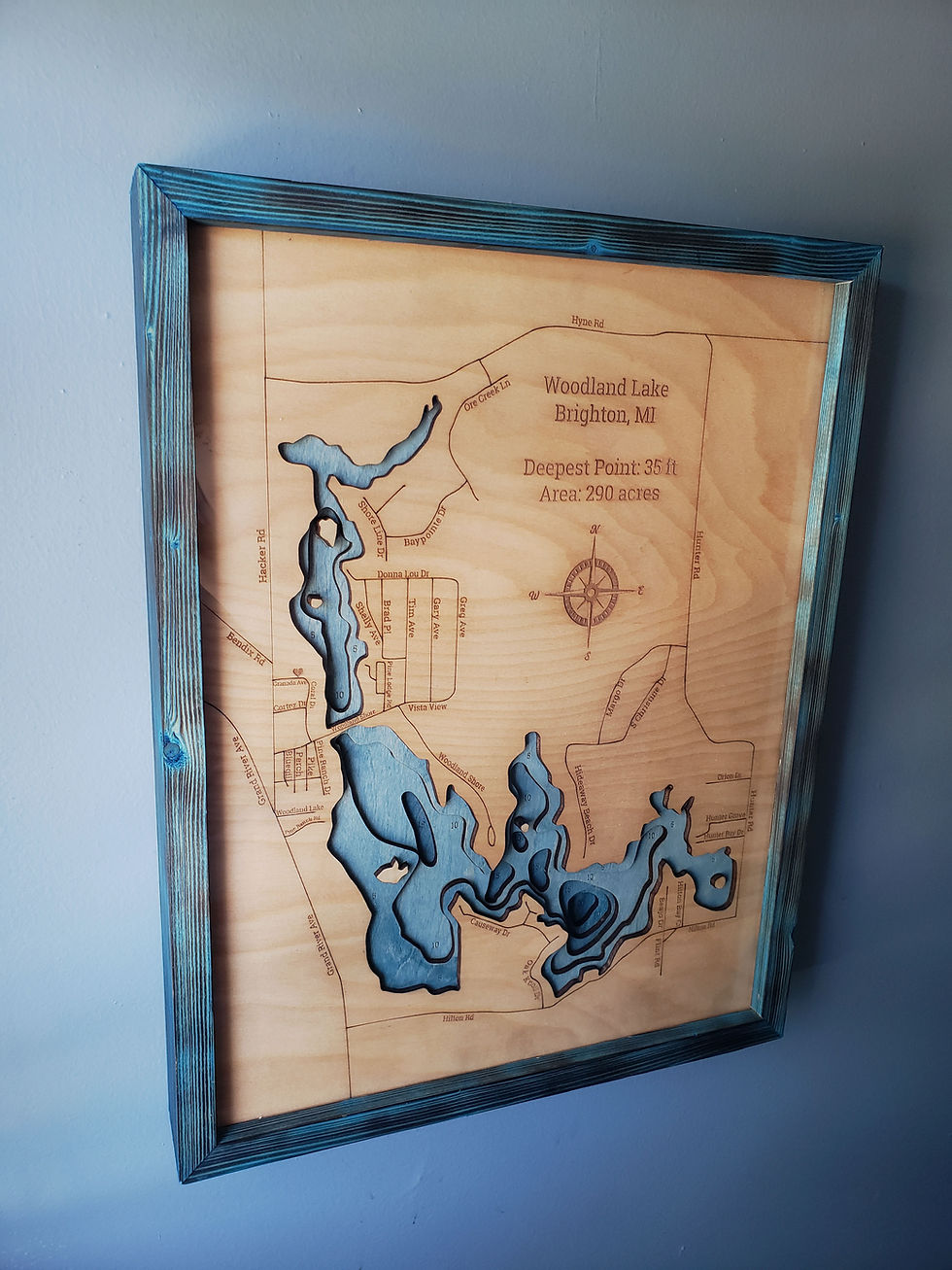 Thumbnail: side view of woodland lake 3d wood map